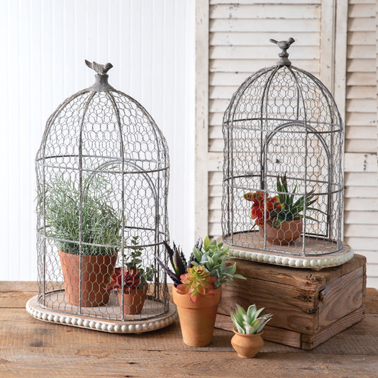 Set of Two Chicken Wire Bird Cages