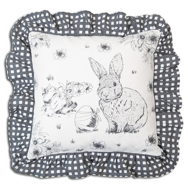 Black and White Bunny Throw Pillow