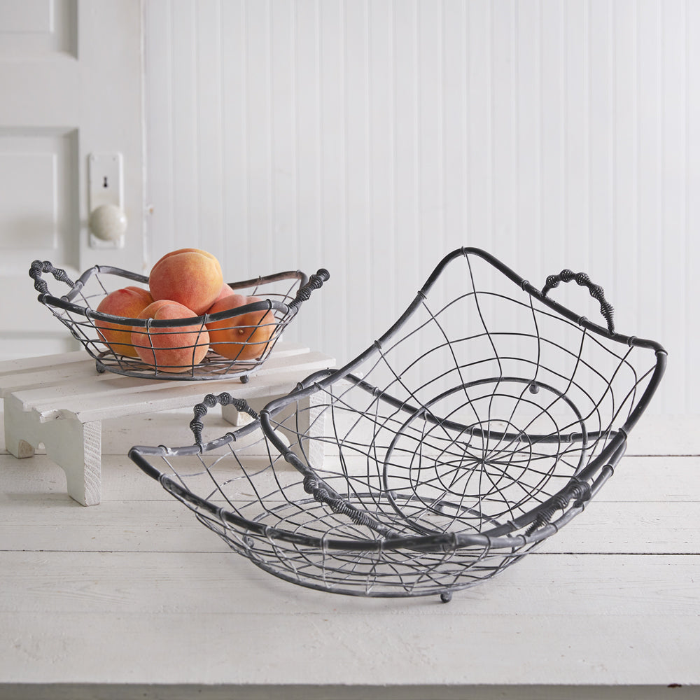 Set of Three French Country Wire Baskets