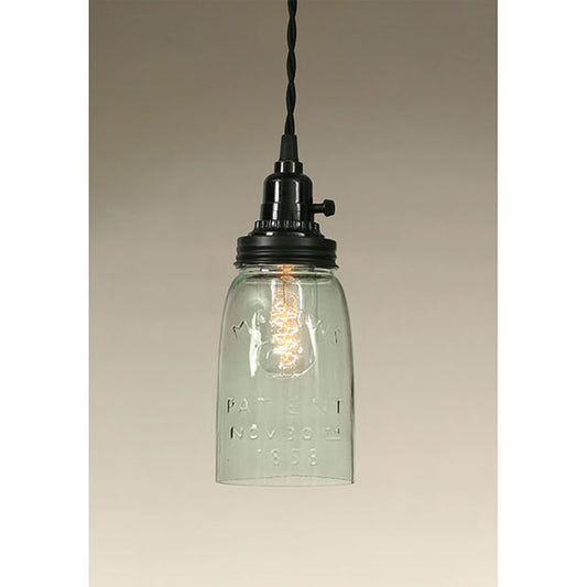 Quart Open Bottom Mason Jar Pendant Lamp - Rustic Brown